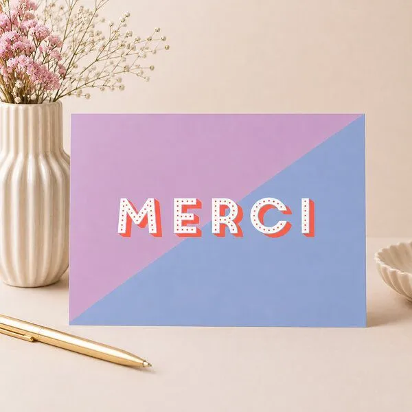 Bow & Hummingbird Bow & Hummingbird Dankeskarte „Merci“ – Produktbild 1 von 3