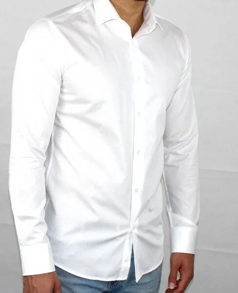 RIBESSE RIBESSE Herren Business Hemd aus Bio Baumwolle slim fit Style, Weiss, – Produktbild 1 von 1
