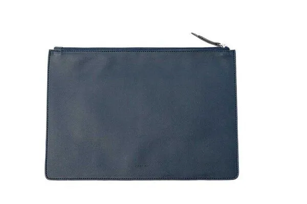 GREVIRO GREVIRO Dokumentenmappe aus Kaktusleder (vegan) - passend auch für MacBook, iPad & Co., Navy blau (genarbt), – Produktbild 2 von 4