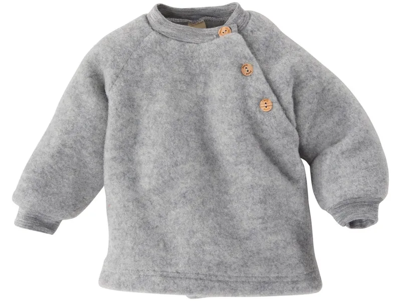Engel natur Engel Natur Baby Pullover Bio-Merinowolle Fleece melange-hellgrau Gr. 74/80, Grau, – Produktbild 1 von 2