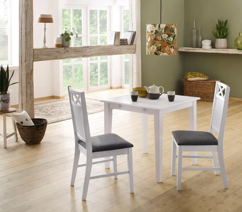 OTTO home Esstisch Fullerton, weiß lackiert, B/T 80 x 80 cm, Ansteckplatte separat bestellbar, Weiß, – Produktbild 2 von 3