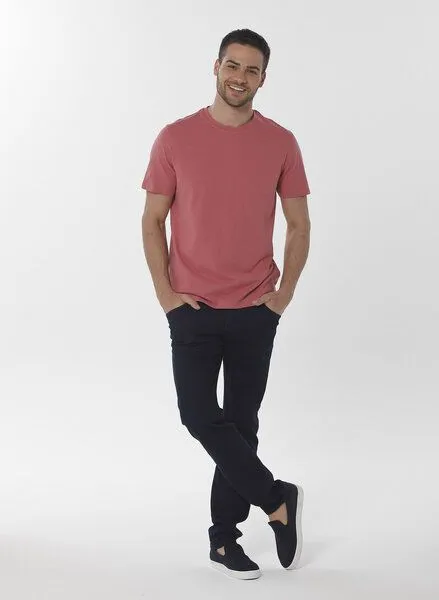 ORGANICATION ORGANICATION Basic T-Shirt aus Bio-Baumwolle, Rose(desert rose), – Produktbild 2 von 3