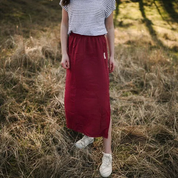 NORDLICHT NORDLICHT Langer Rock Marit aus 100% Tencel, Rot, – Produktbild 4 von 4