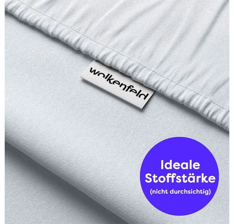 Wolkenfeld Spannbettlaken 100% Baumwolle - Superweiches Bettlaken für Matratzen von 5 bis 20cm, Jersey, Gummizug: rundum, (1 Stück), Rutschfest & Blickdicht - 90x200, 140x200, 160x200, 180x200 200x200, Weiß, – Produktbild 4 von 5