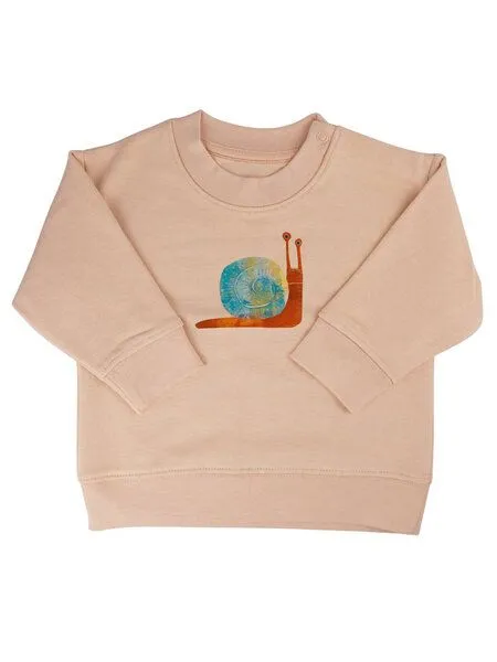 MelaDi Meladi Kinder Baby - Sweater aus Biobaumwolle - Schnecke auf Creme Latte, Mokka, – Produktbild 1 von 7