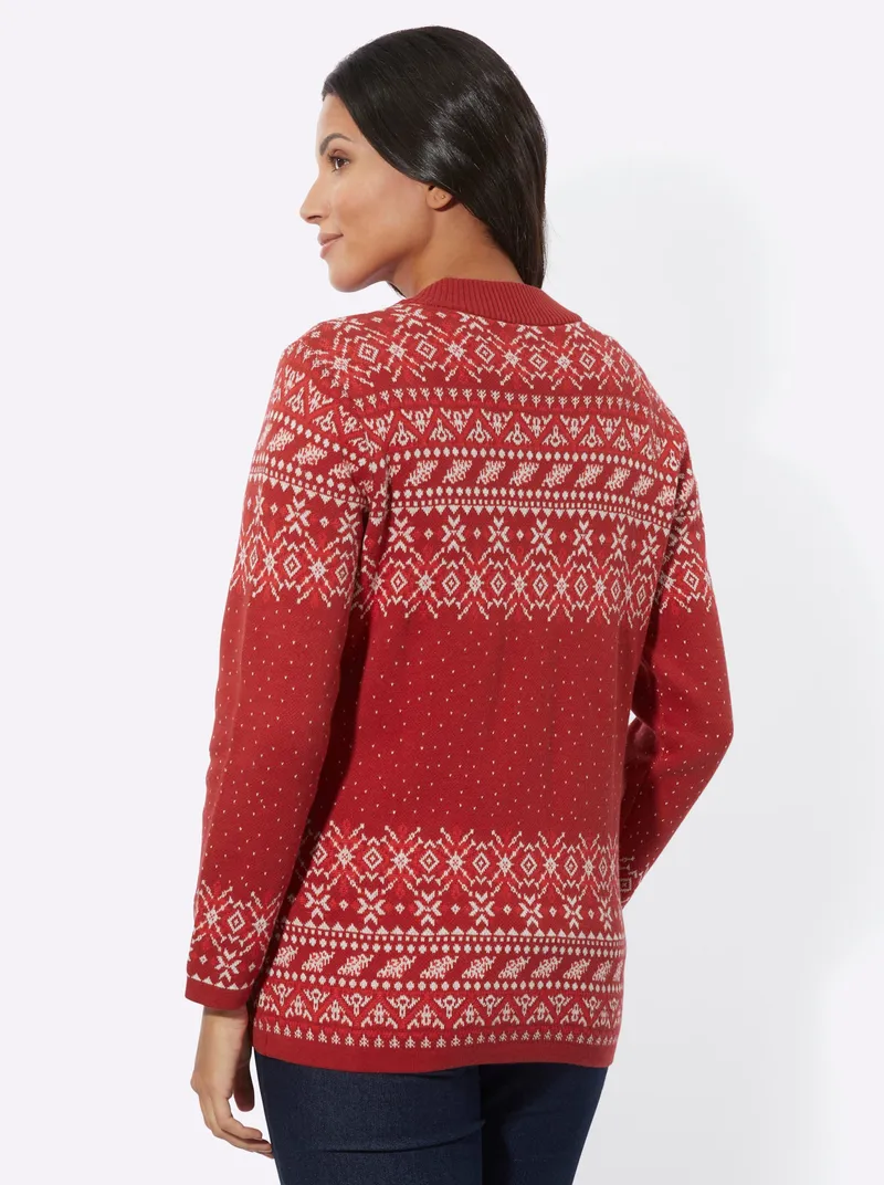 Witt Jacquardstrickjacke, Kirsche-ecru-gemustert, – Produktbild 2 von 2
