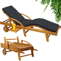 Casaria® Gartenliege Tami Sun® Akazie inkl Auflage Anthrazit – Produktbild 1 von 1
