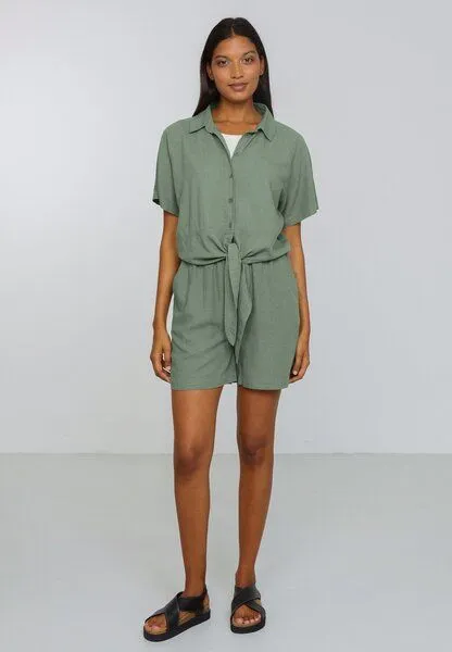 recolution Damen Bluse aus Leinen und LENZING ECOVERO Viskose Mix - OCRA - recolution, Khaki (grün), – Produktbild 1 von 3