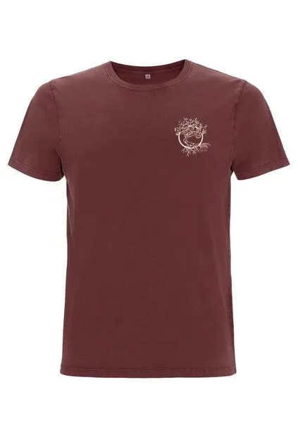 Life-Tree Life-Tree Shirt aus Biobaumwolle mit Brustmotiv für Herren "Olive", Rot, – Produktbild 5 von 5