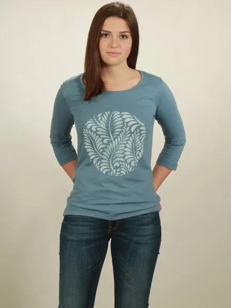 NATIVE SOULS NATIVE SOULS Longsleeve 3/4-Arm Damen - Leaves, Light blue, – Produktbild 1 von 1