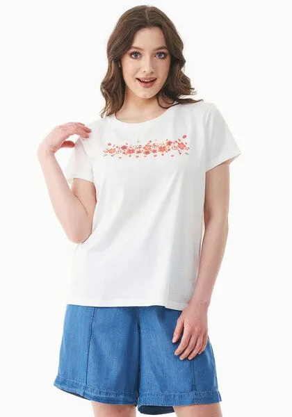 ORGANICATION ORGANICATION T-Shirt aus Bio-Baumwolle mit Print, Weiß(off white), – Produktbild 1 von 4