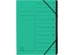 Exacompta 10 Exacompta Ordnungsmappen aus Colorspan, 355 g/m², DIN A4, Gummizug, 7 Fächer, grün – Produktbild 1 von 1