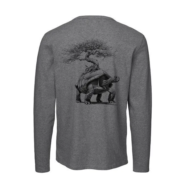 HANDGEDRUCKT HANDGEDRUCKT "Lange Reise" Männer Longsleeve, Grau, – Produktbild 1 von 4