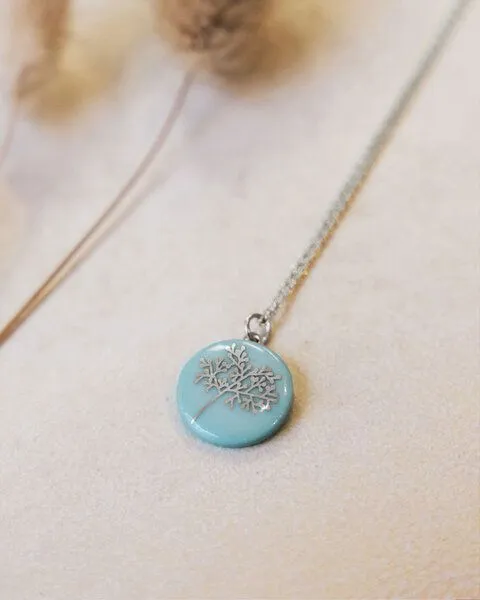 lille mus lille mus Halskette mit Porzellananhänger 'Bäumchen' Silber, Mint, – Produktbild 1 von 3