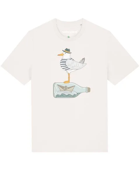 watapparel watapparel T-Shirt Unisex Möwe mit Hut, Off white, – Produktbild 1 von 4