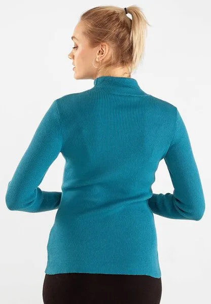 Alma & Lovis Alma & Lovis Rollkragen-Pullover aus Bio-Baumwolle | Rolli, Achat (petrol), – Produktbild 2 von 4