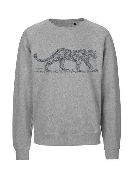 Peaces.bio - handbedruckte Biomode Peaces.bio - handbedruckte Biomode Bio Damen Sweatshirt Loose Fit Leopard, Grau, – Produktbild 1 von 2