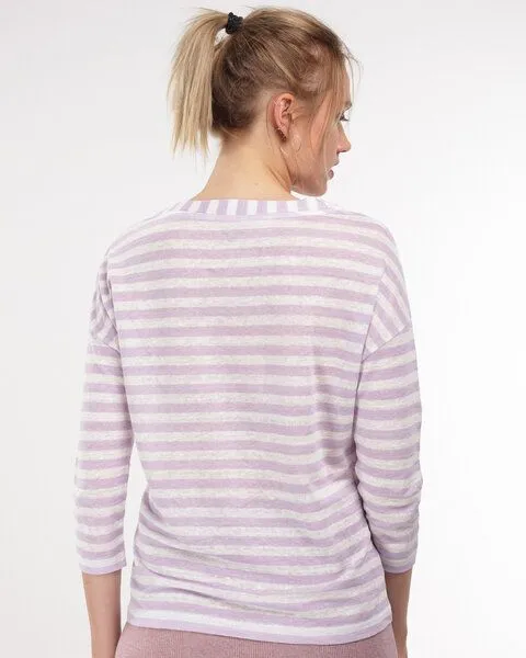 Alma & Lovis Alma & Lovis Leinenshirt im Regular-Fit aus Leinen | Leinen Ringel Shirt, Lilac (lila), – Produktbild 3 von 3