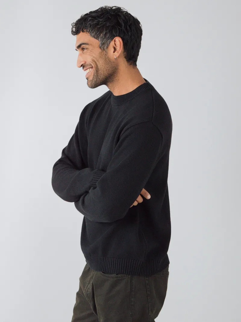 Honest Basics Honest Basics Herren vegan Pullover Crew Schwarz, Schwarz, – Produktbild 1 von 2