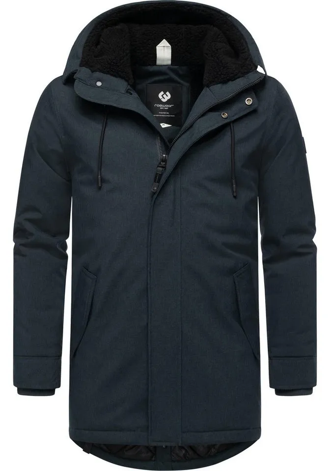 ragwear ragwear Kurzmantel Mr Smithem YOUMODO wasserdichte lange Herren Winterjacke mit Kapuze, Schwarz, – Produktbild 4 von 4