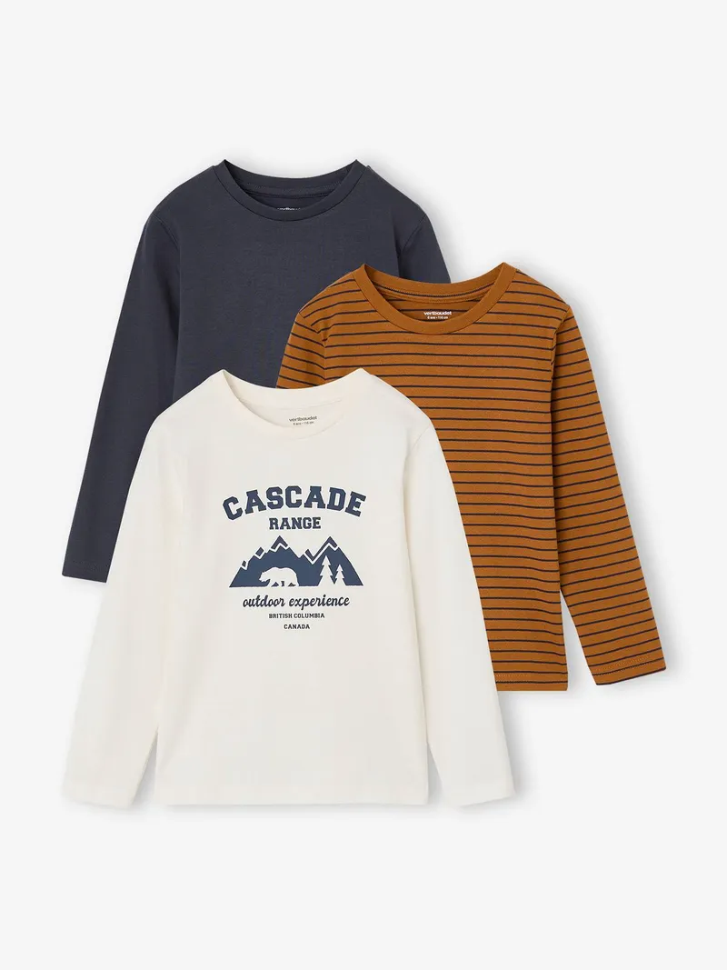Vertbaudet 3er-Pack Shirts Jungen BASIC, Karamell, – Produktbild 1 von 3