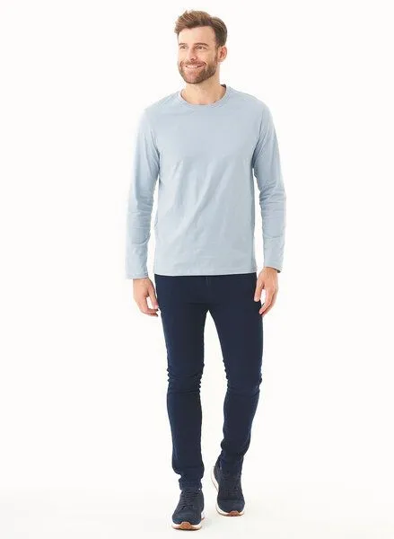ORGANICATION ORGANICATION Langarmshirt aus Bio-Baumwolle, Blau(dusty blue), – Produktbild 2 von 4