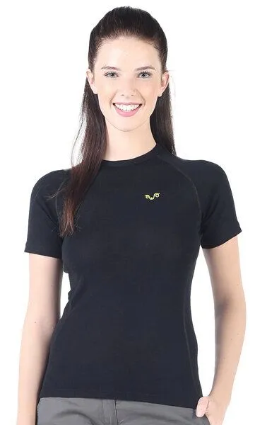 Woolona Woolona Kurzarmshirt - BISE - 100% Merinowolle, Schwarz, – Produktbild 2 von 4