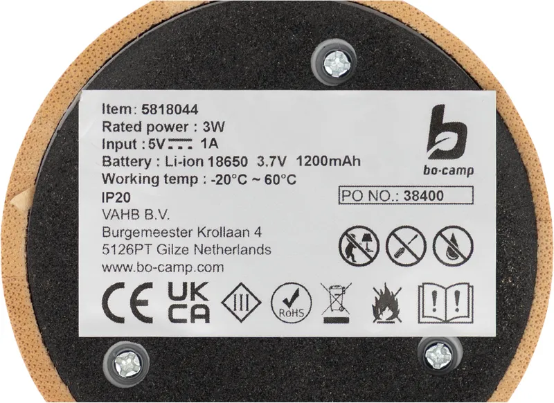 Bo-Camp Bo-Camp Nasstington Akku-Tischlampe aus Bambus dimmbar 180 lm, Hellbraun, – Produktbild 1 von 2