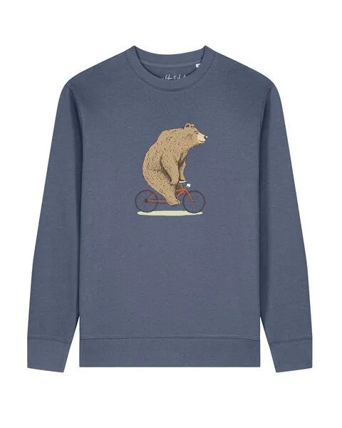 watapparel watapparel Sweatshirt Unisex Fahrradbär, Blue grey, – Produktbild 1 von 2
