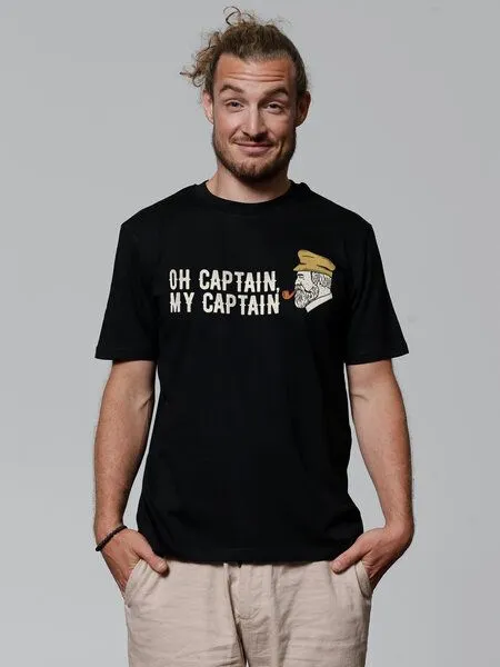 watapparel watapparel T-Shirt Unisex Oh captain my captain, Black, – Produktbild 1 von 3