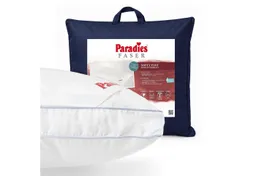 Paradies Paradies Kunstfaserkopfkissen Paradies Kopfkissen Softy fest 80x80 hohes Bauschvolumen Außensteg, Füllung: Paradies Softys, Bezug: 100% Bio Baumwolle, Seitenschläfer, Bauchschläfer, Rückenschläfer – Produktbild 1 von 1
