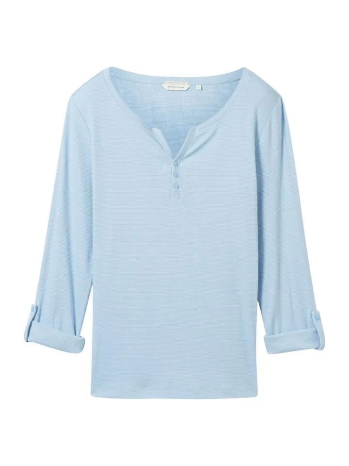 Tom Tailor Tom Tailor 3/4-Arm-Shirt F, Light fjord blue white stripe, – Produktbild 1 von 4