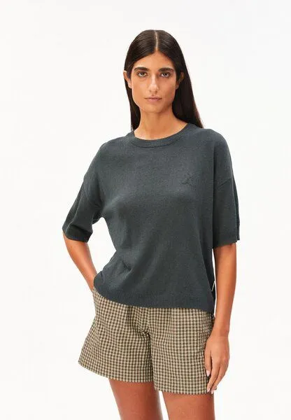 ARMEDANGELS ARMEDANGELS LINO BLEND Damen Strickshirt aus Leinen-Mix, Space steel, – Produktbild 1 von 4