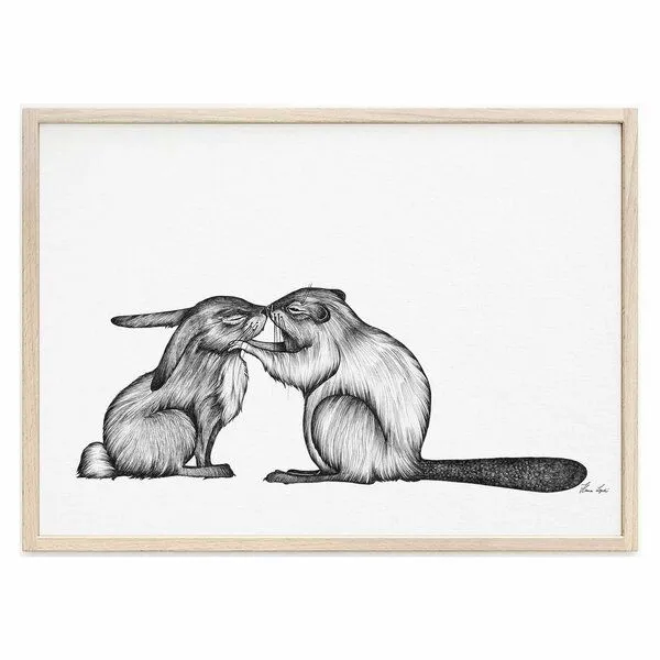 LIGARTI Kunstdruck »Kaninchen & Biber« von LIGARTI | A4, A3 oder A2 | Wandbild | Poster | Kunst – Produktbild 1 von 4