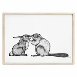 LIGARTI Kunstdruck »Kaninchen & Biber« von LIGARTI | A4, A3 oder A2 | Wandbild | Poster | Kunst – Produktbild 1 von 1