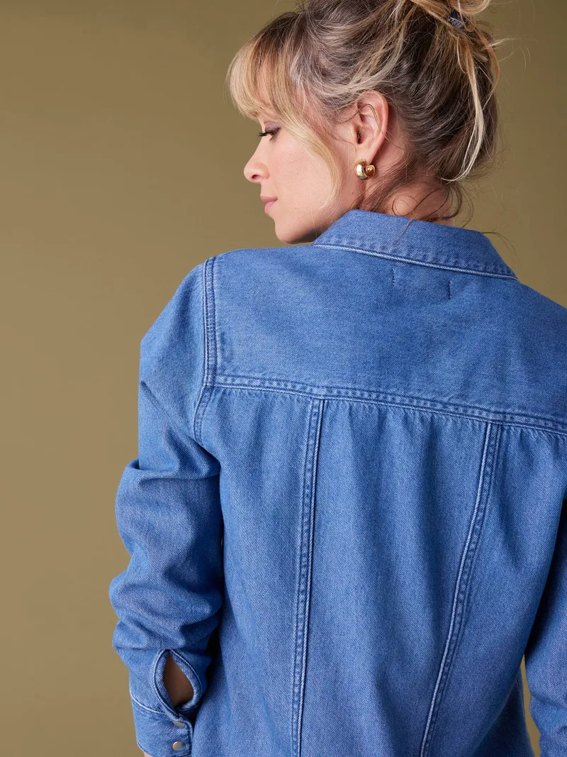 Envie De Fraise Jeansbluse für Schwangerschaft und Stillzeit ENVIE DE FRAISE, Dunkelblau, – Produktbild 3 von 4