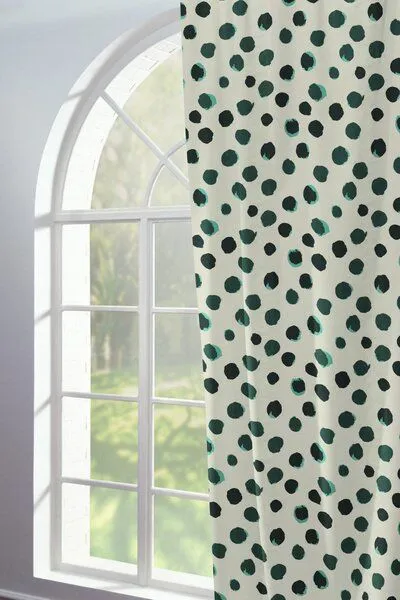 Nature by Adam Nature by Adam Vorhang aus Leinen & Bio-Baumwolle - Made in Germany - Dots, Grün, – Produktbild 5 von 8