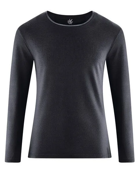 HempAge HempAge Herren Langarmshirt THC Line Hanf/Biobaumwolle, Black (schwarz), – Produktbild 1 von 4