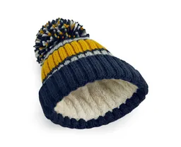 Beechfield Beechfield Bommelmütze modische Herren Mütze / Wintermütze / Bommelmütze / Strickmütze übergroßer Bommel - Robuster Ripp-Strick – Produktbild 1 von 1