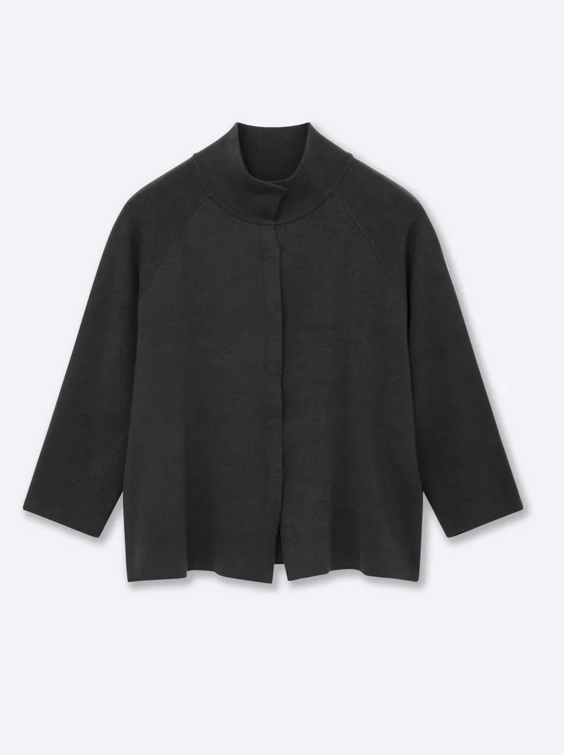 sheego Strickjacke, Anthrazit-meliert, – Produktbild 1 von 2