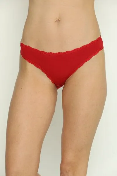 Bruno Barella Bruno Barella 2er Pack GOTS zertifizierte Slips mit Spitze aus Biobaumwolle, Rot, – Produktbild 1 von 2