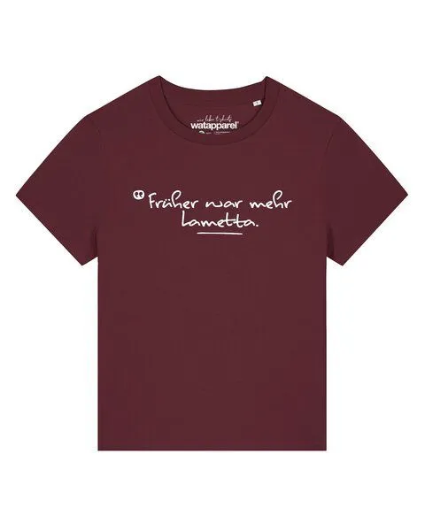 watapparel watapparel T-Shirt Frauen Früher war mehr Lametta, Burgundy, – Produktbild 1 von 2