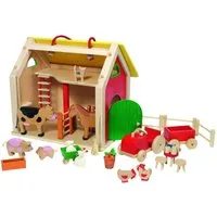 Goki goki Koffer Farmhaus mit Zubehör aus Holz 33x26x28 cm – Produktbild 1 von 1