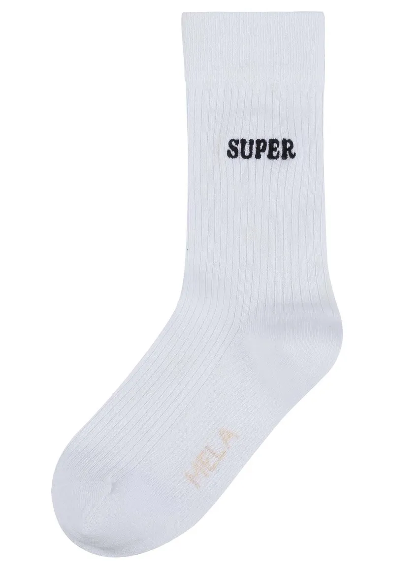 MELA MELA Gerippte Socken mit Stickerei, 1er Pack, Weiß/super, – Produktbild 1 von 1