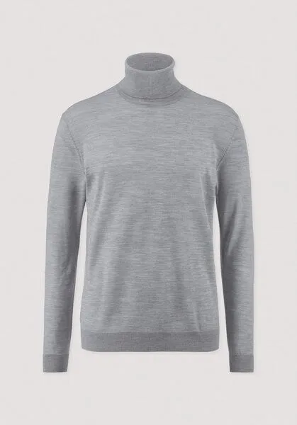 hessnatur hessnatur Strick Rollkragen Pullover Regular aus reiner Bio-Merinowolle, Hellgrau, – Produktbild 4 von 4