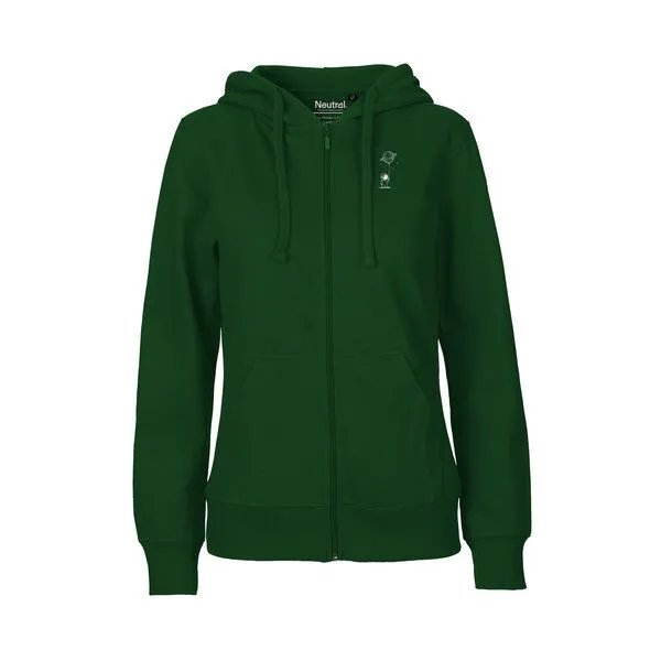 HANDGEDRUCKT HANDGEDRUCKT "Kosmokind" Frauen Zip Hoody Neutral, Bottlegreen, – Produktbild 2 von 3