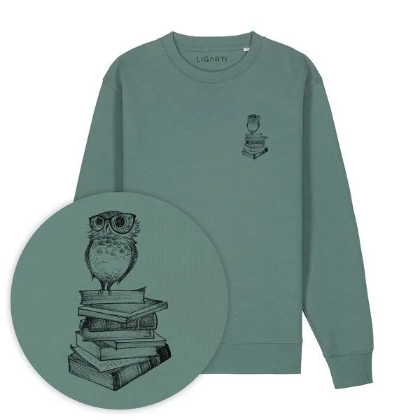 LIGARTI Pullover – Büchereule – LIGARTI Tiermanufaktur, Waldgrün, – Produktbild 1 von 2