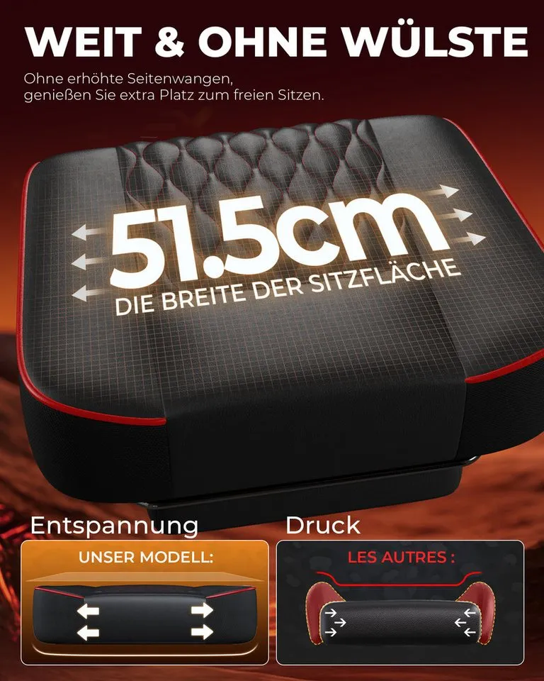 GTPLAYER Gaming-Stuhl Bürostuhl, Ergonomischer Pc Stuhl, Höhenverstellbarer Drehstuhl, mit Synchronmechanik und extradicker Sitzfläche, Rot|schwarz, – Produktbild 3 von 5