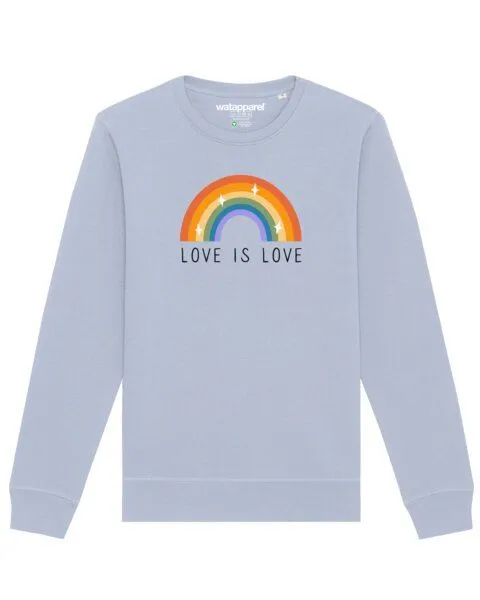 watapparel watapparel Sweatshirt Unisex Love is Love, Serene blue, – Produktbild 1 von 3