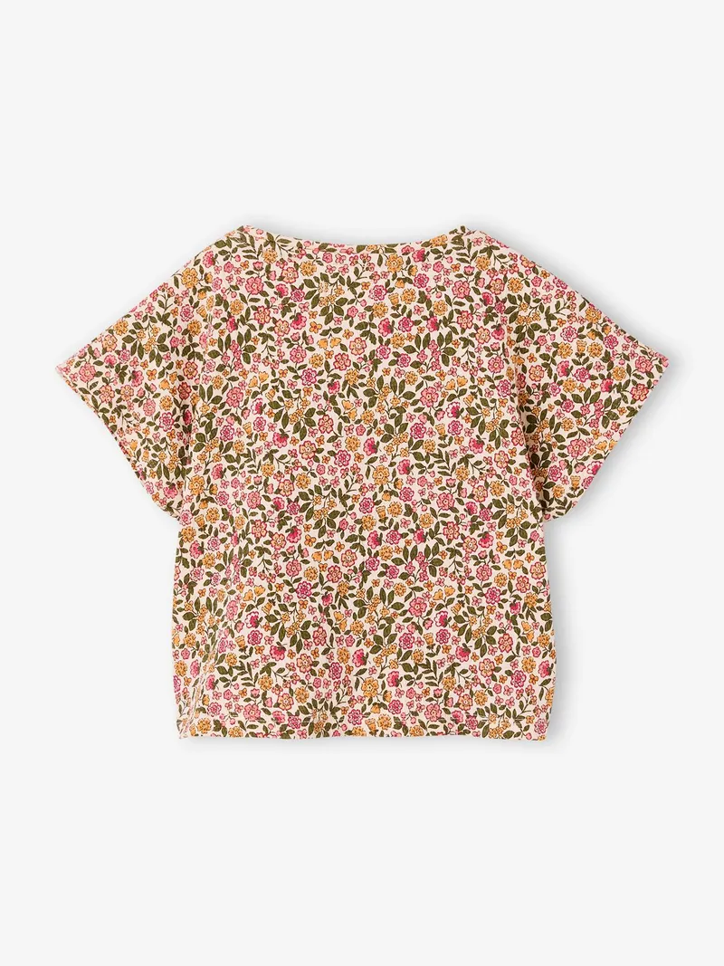 Vertbaudet Bluse mit überschnittenen Ärmeln, Weiß bedruckt, – Produktbild 3 von 4